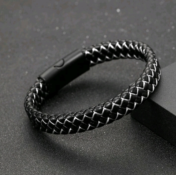 Men Two Tone Braided Bracelet - Picture 2 of 4